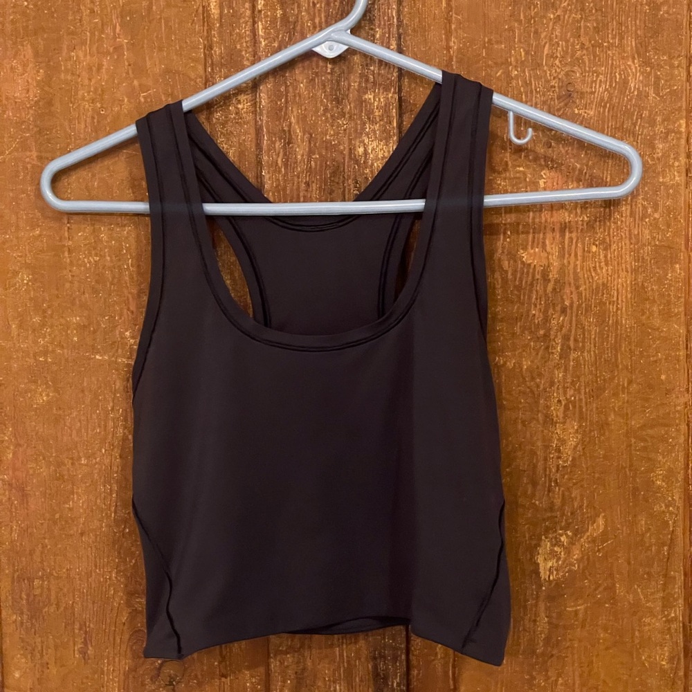 lululemon Wundermost Scoopneck Cropped Tank Top in Black, size Medium